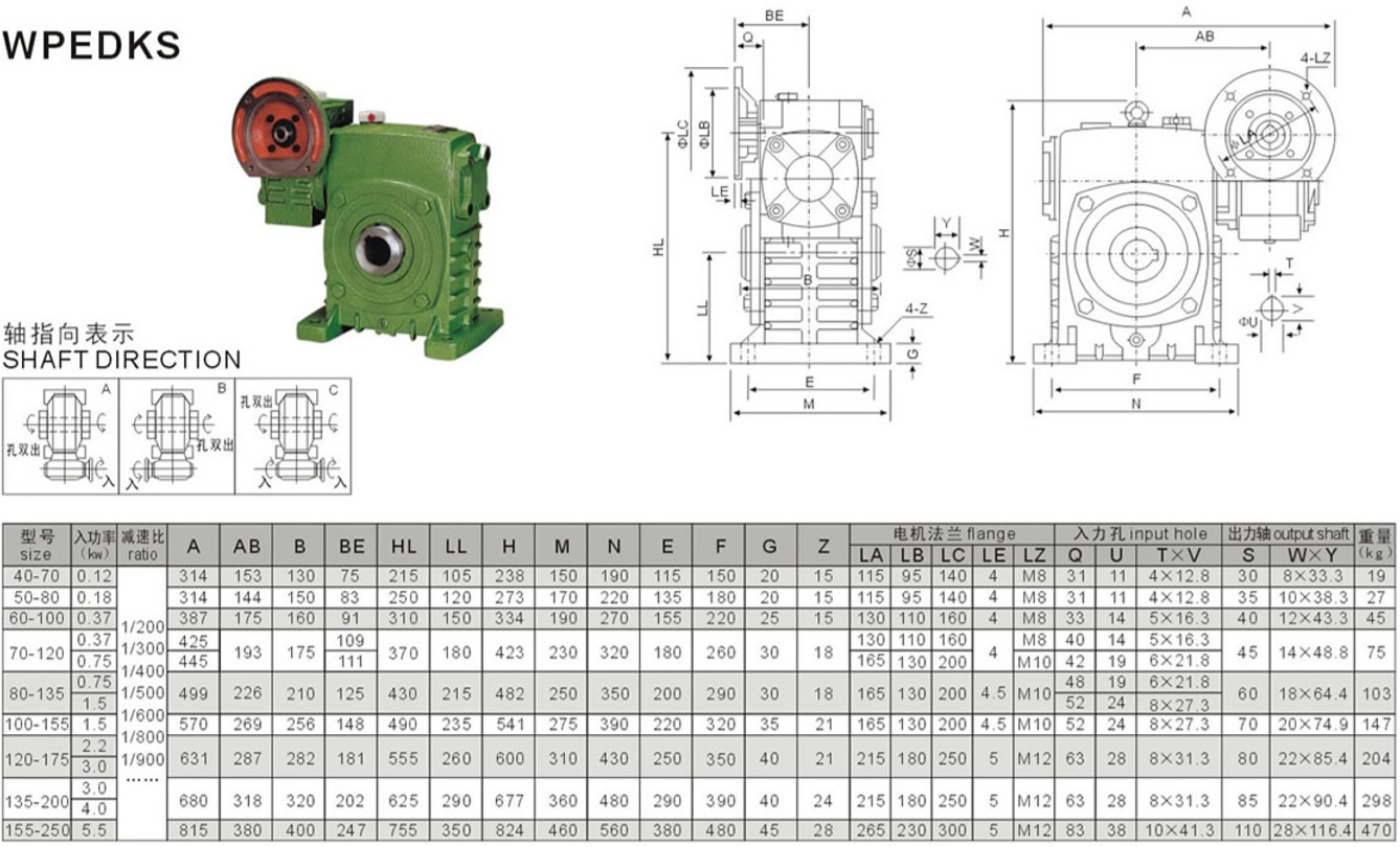 WPEDKS減速機尺寸圖紙