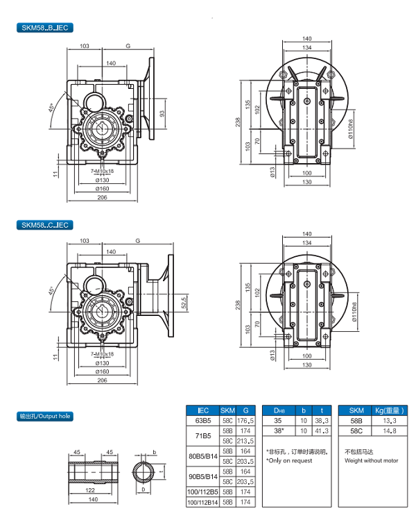 SKM58減速機尺寸圖紙